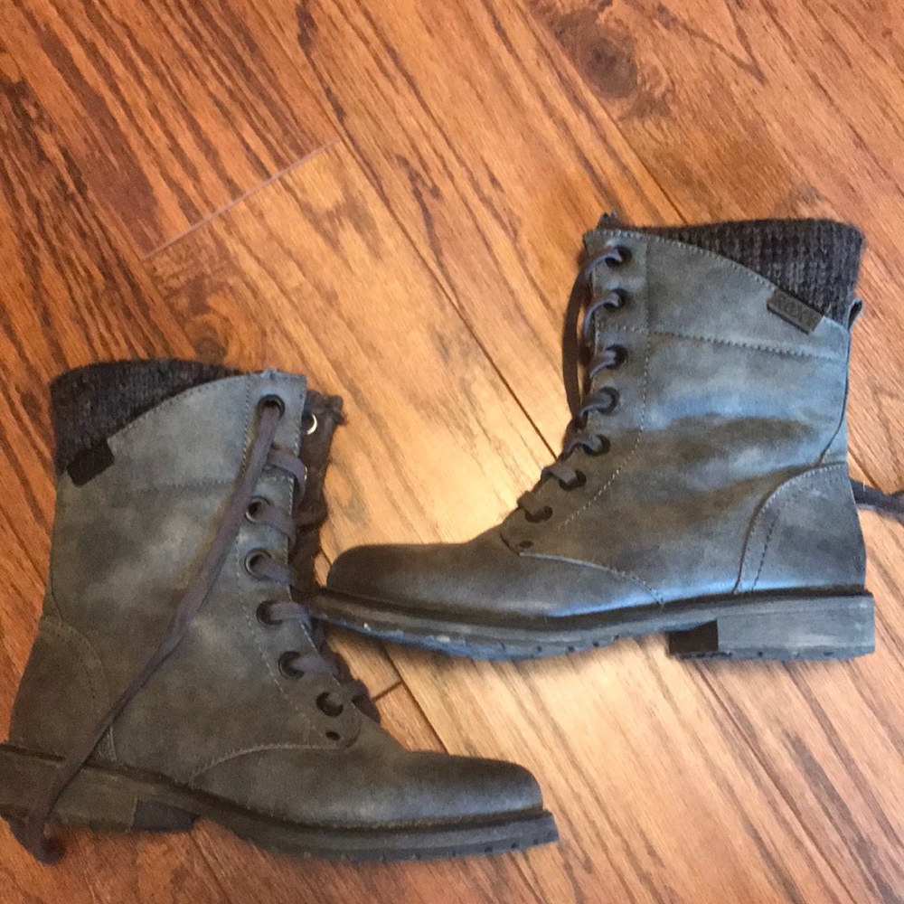 Slate gray combat boots